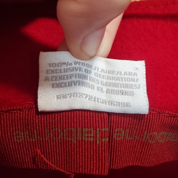 Liz Claiborne Red Wool Cloche Hat with Black Trim. - Picture 4 of 12